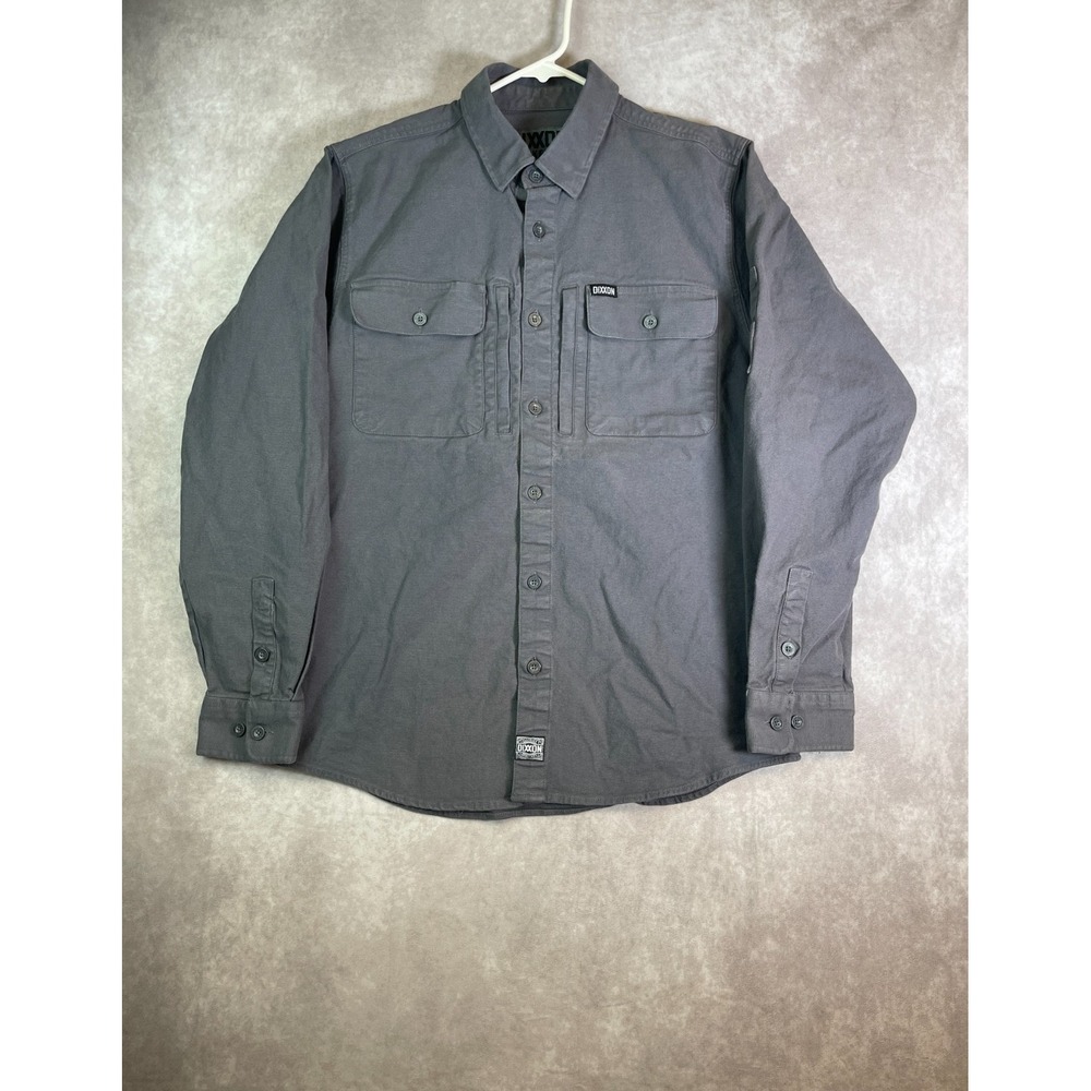Dixxon Flannel Shirt Workforce Mens Medium Gray Button Up Long Sleeve Utility